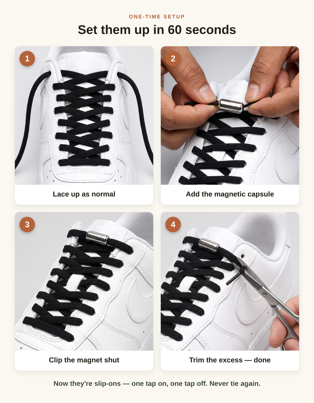 Uprite No-Tie Magnetic Laces - Pair